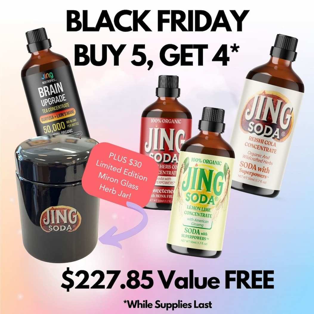 Buy 5, Get 3 Jing Soda + 1 Brain Upgrade + Miron Glass Logo Jar!!