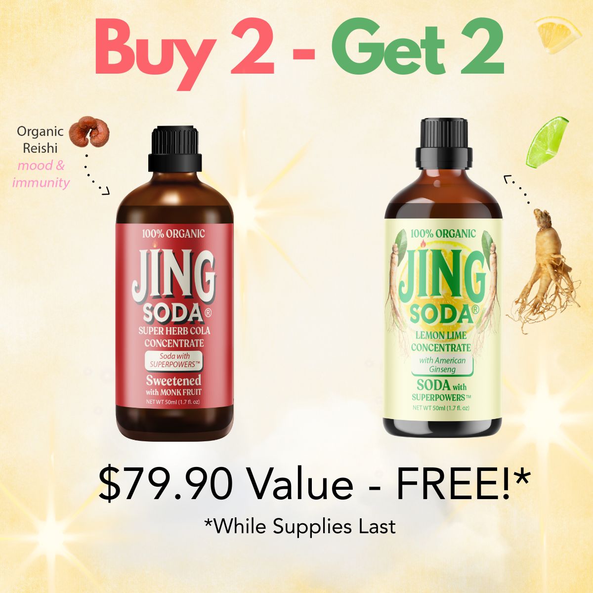 Buy Two, Get a FREE Lemon-Lime & Monk Fruit Cola!!