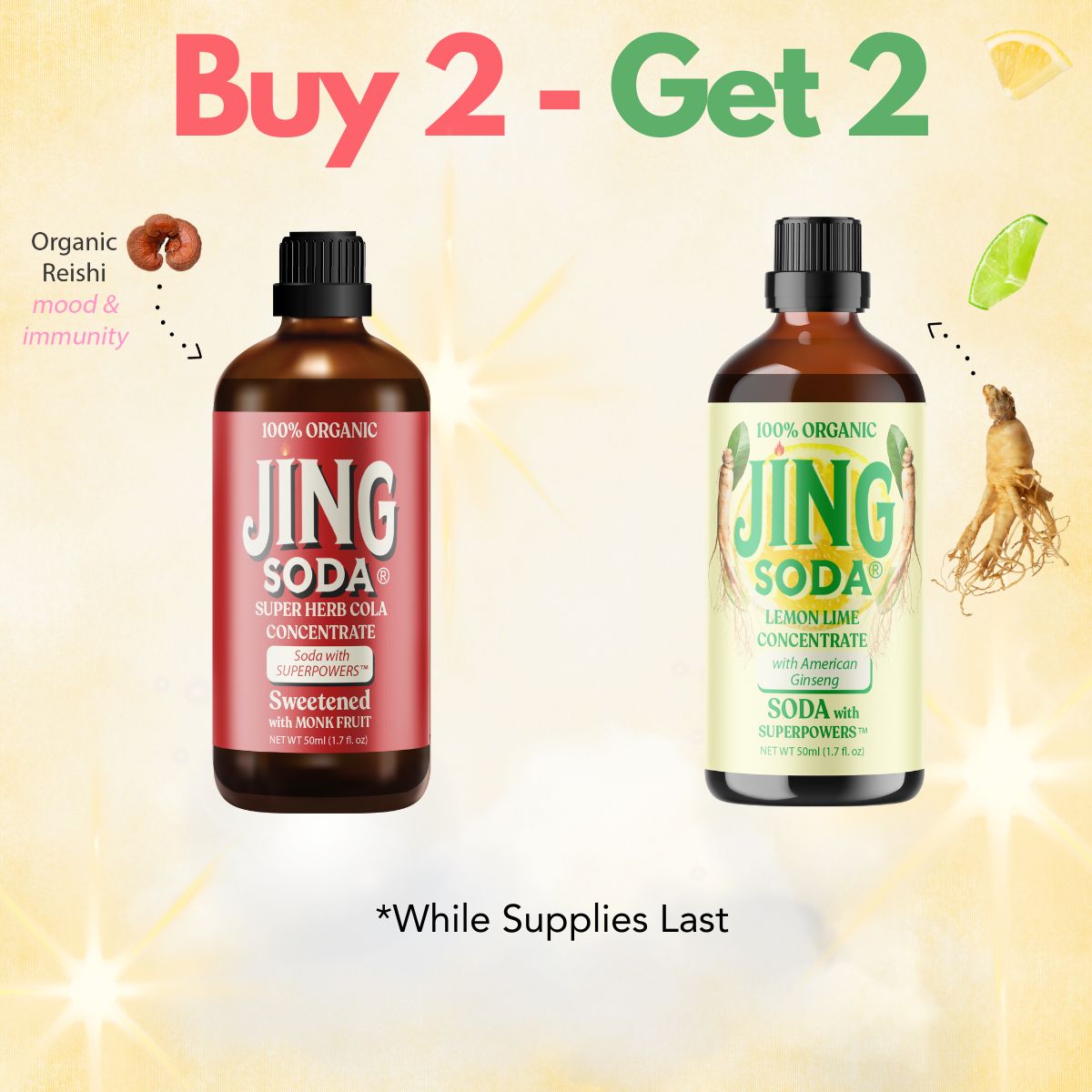 Buy Two, Get a FREE Lemon-Lime & Monk Fruit Cola!!